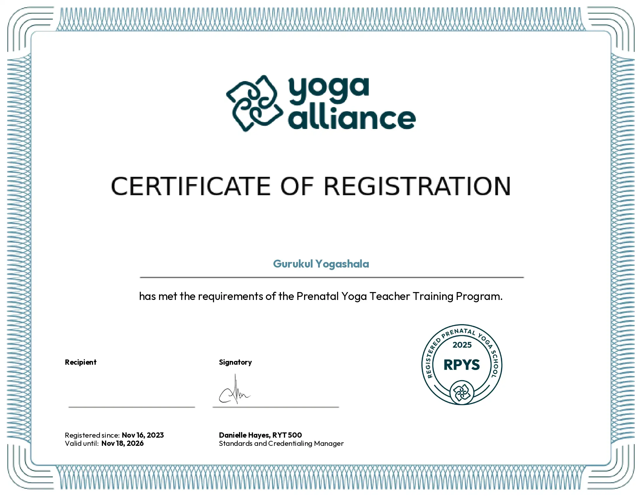 YACEP Certificate